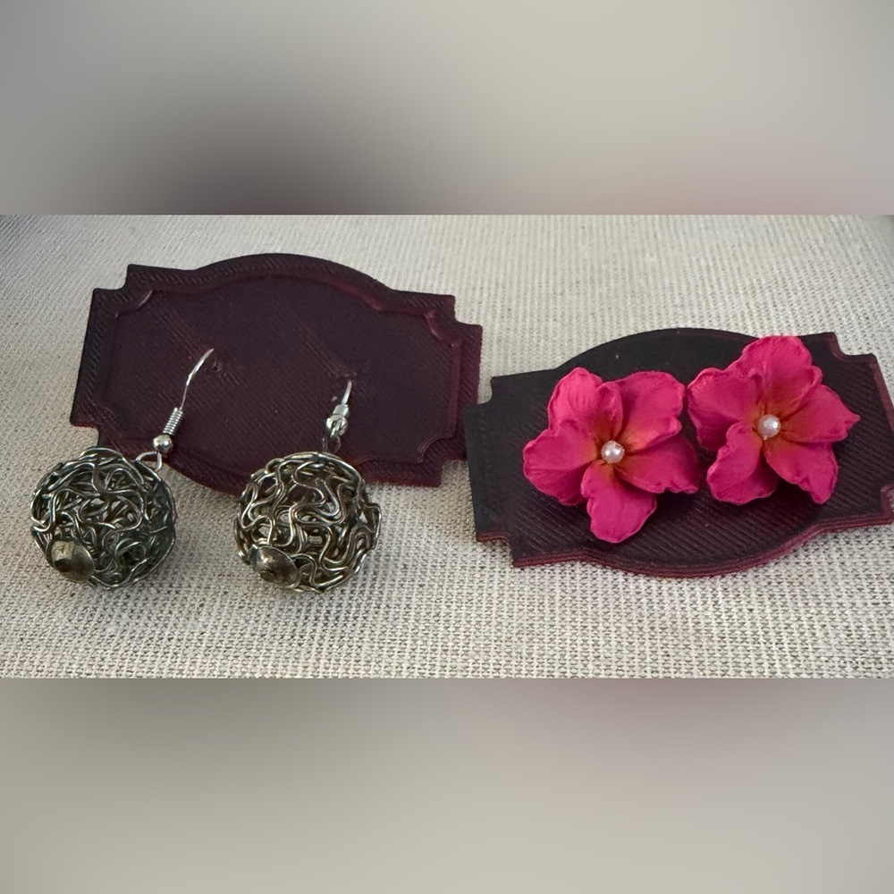 Pink Floral Stud Earring and Wire Ball Earrings— Women Jewelry